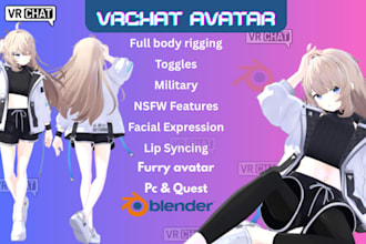 design vrchat furry avatar vtuber vr model 3d character nfsw military model
