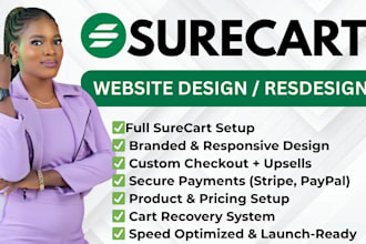design redesign surecart ecommerce website product listing SEO setup