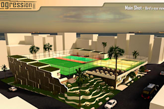 redesign 3d outdoor game arena, render stadium exterior,tiered seating,2d layout