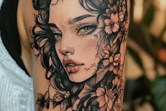 design unique realistic tattoo design for your project