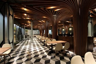 2d,3d restaurant design,cgi interior bar space,lounge,kitchen rooftop,coffeeshop