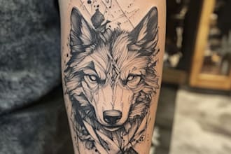 professional tattoo design black and white or color