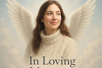 create professional angel wings memorial photo design