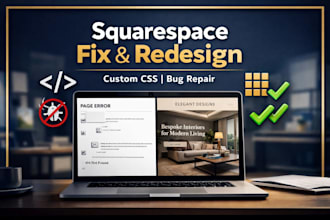 fix squarespace errors, redesign pages, and custom code CSS updates