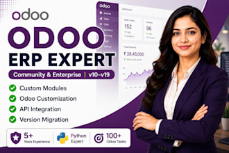 develop custom odoo modules, fix bugs and integrate apis