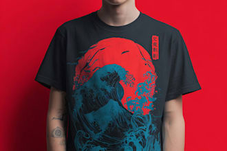 make a japanese t shirt illustration