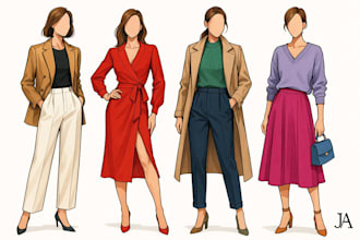 create custom fashion sketch, clothing design, garment illustration, apparel art