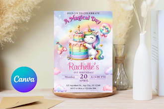 create editable birthday template card, party invitation