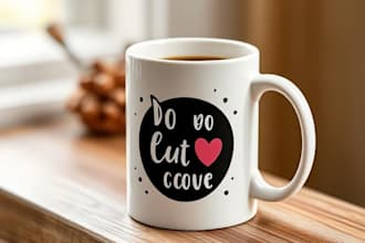 do cute graphic and custom unique coffee mug or cup design