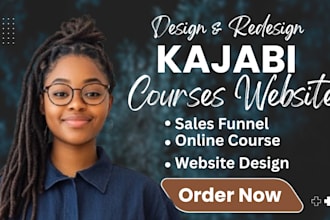 design kajabi website, sales funnel, online course, landing page, and automation