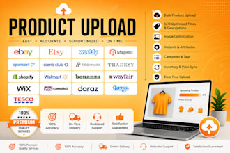 do cross listing or product listing on poshmark, shopify, etsy ebay wix from csv