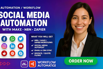 automate social media with n8n make com automation with ai agent