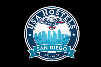 design wonderful USA hostels san diego logo design with 1 day delivery