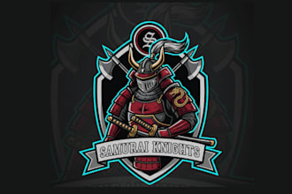 create wonderful samurai knight mascot logo design with company