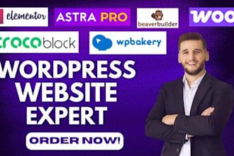 design wordpress website with beaver builder, astra pro, wpbakery, elementor pro