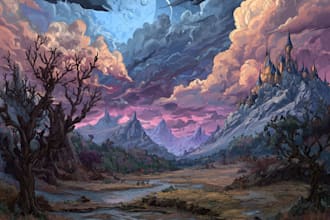 create fantasy landscape illustrations