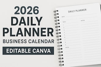 do a professional 2026 daily business planner, calendar, editable ebook journal