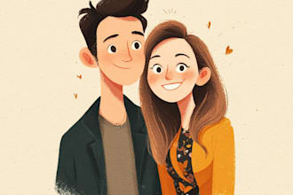 create a romantic couple portrait in my art style
