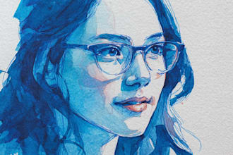 illustrate watercolor portrait illustration