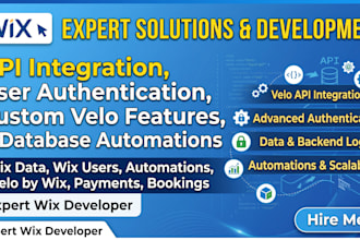 do wix API authentication ,backend development and redesign