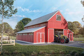 design a modern pergola, patio, or barndominium with 3d landscape rendering