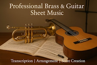 transcribe, arrange, and create professional brass and guitar sheet music