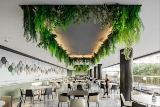 rework 3d restaurant rooftop,interior space,dining areas,cafe design,pizza shop
