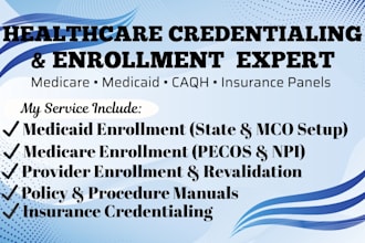 write policy and procedure manual, enrollment medicare, medicaid, credentialing