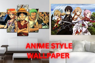 design custom anime wall art, poster, mural, graffiti, room decor illustration