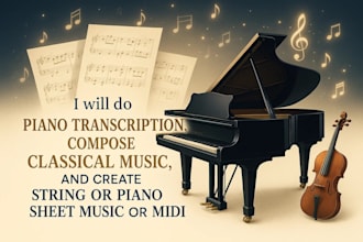 do piano transcription, classical music compos string piano sheet music or midi