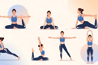 draw vector art yoga pose, fitness, workout, medical exercise body illustration
