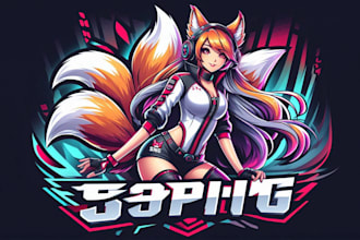 design kitsune girl sport mascot logo with creative concepts