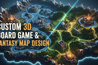 do board game map fantasy world map tabletop map dnd map in 3d