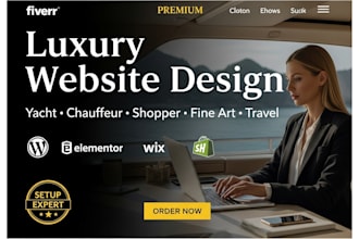 design a luxury yatch rental, chauffeur personal shopper fine art travel website