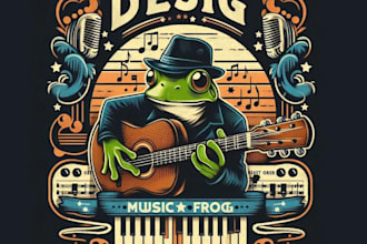 design vintage t shirt music frog logo