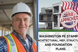 draft washington pe stamped architectural, mep, structural and foundation plans