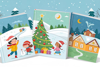 draw children book illustration or christmas book cover