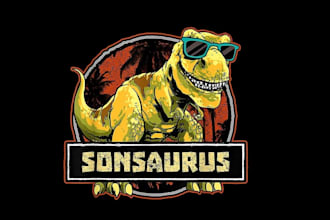 create retro t shirt dinosaur logo and graphics design