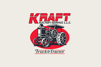 design kraft antique truck tractor auction logo