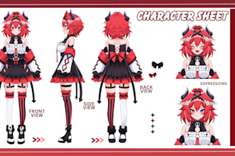 draw character sheet for your oc anime, waifu and husbando