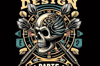 design custom skull t shirt darts logo