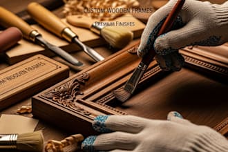 craft custom wooden frames with premium finishes and perfect detailing