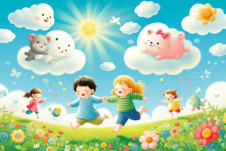 draw children story book illustration, children story, book illustration