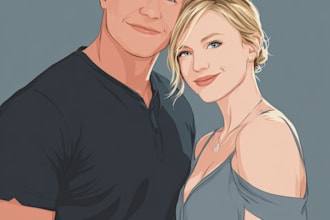 draw couple portrait illustration