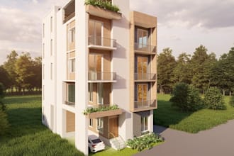 design 3d ecomodern residential and landscape architecture