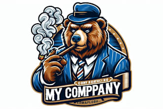 design high quality vintage esport bear smoking mascot logo