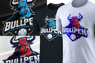 create hand drawn t shirt bull logo
