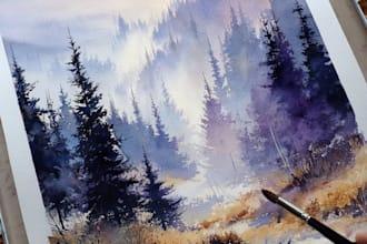 draw watercolor drawings of landscape designs or home