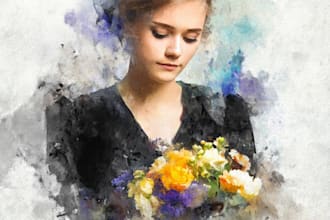design memorial watercolor effect portrait