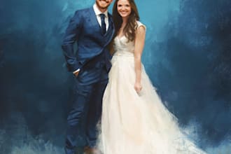 draw couple portrait for wedding illustration